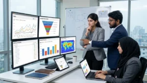 Data driven digital marketer analyzing SEO and campaign performance